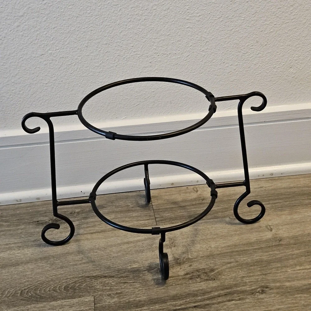 Southern Living at home‎ black metal iron 2 tiers stand cake dessert holder